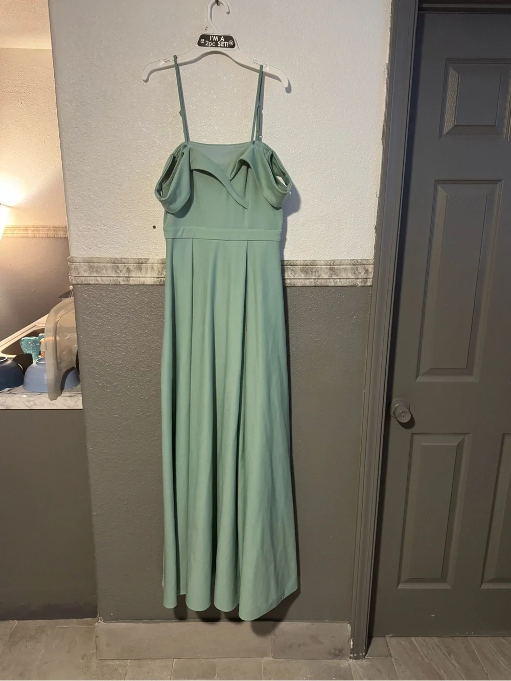 SHEIN Sage Green Maxi Fit-and-Flare Dress